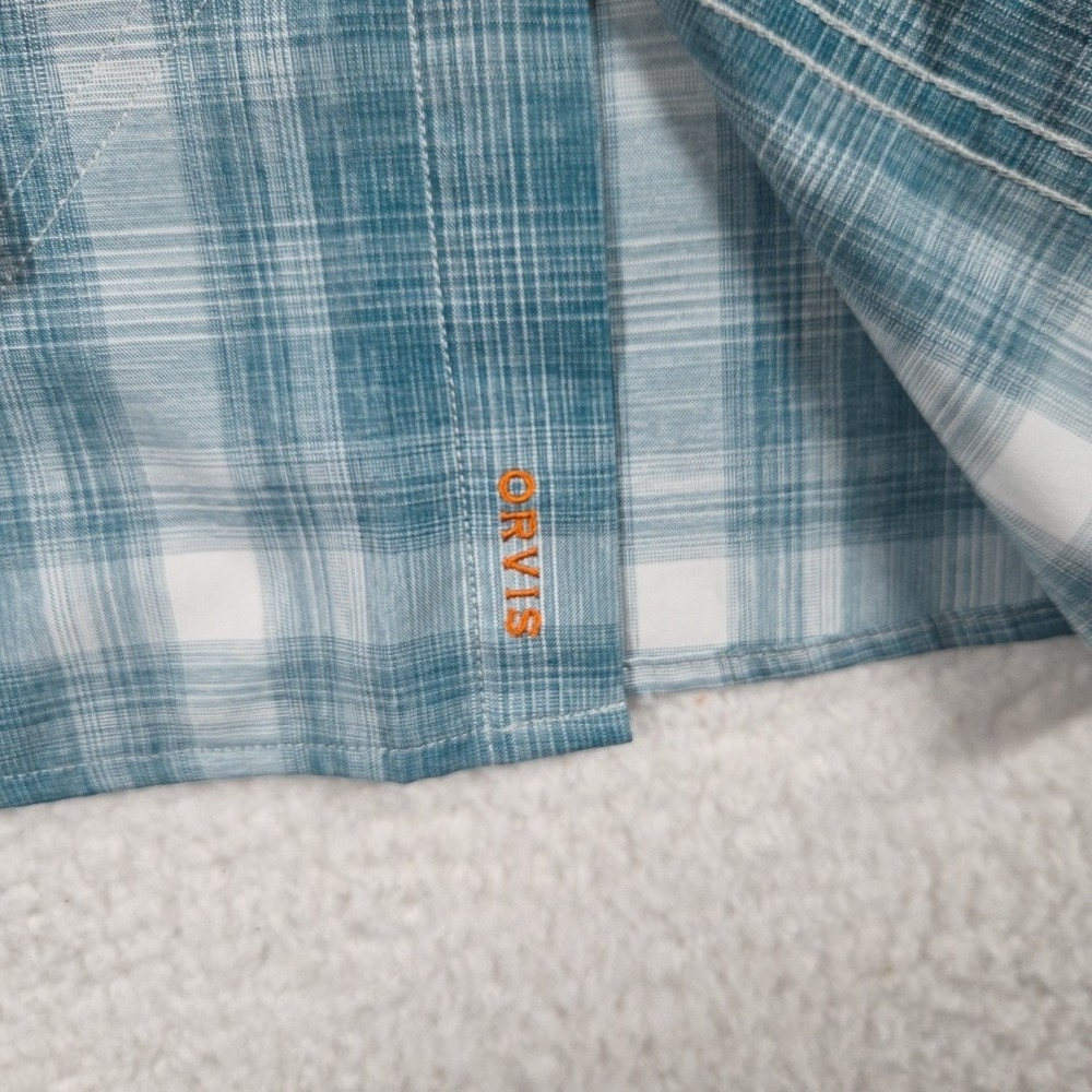 Orvis Men's Shirt Size Large‎ Blue Plaid Long Sleeve Button Front Chest Pocket - Picture 4 of 9